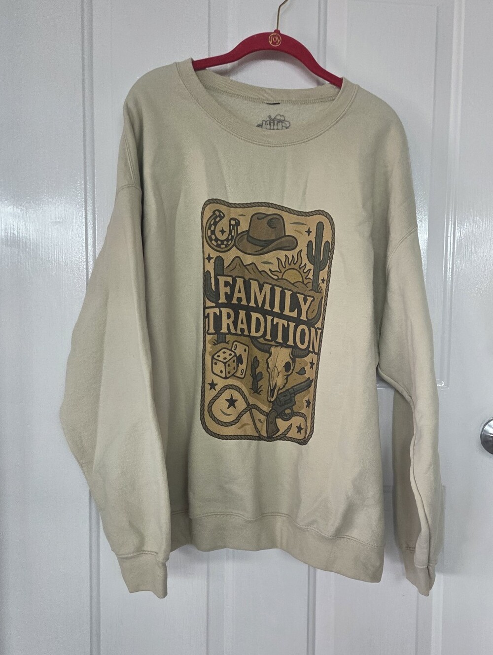 Wild Junkie Boutique XL Cream 'Family Tradition' Graphic Sweatshirt
